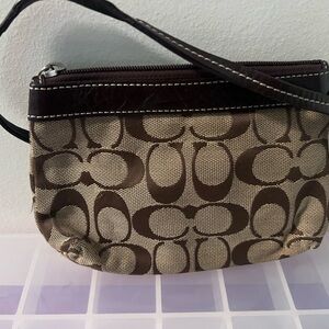 Coach Brown Signature Wristlet